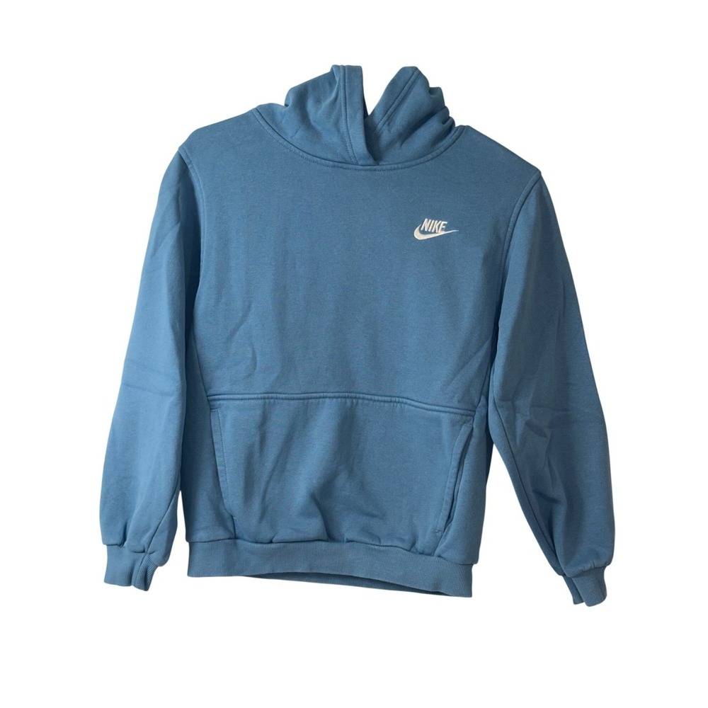 Nike Blue Pullover Hoodie With Embroidered Logo Size L Made In Malaysia Cotton B